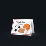 Grandson Birthday Card Karte<br><div class="desc">Grandson Sport Fan Geburtstagskarte, die mit Ihrer personalisierten Nachricht anpassbar ist.
Innen lautet:
Sende Dutzende Geburtstagswünsche von Deinem #1-Fan!
Alles Gute zum Geburtstag!</div>