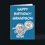 Grandson Birthday Card mit kleinem Tennisboy Karte<br><div class="desc">Grandson Geburtstagskarte mit einem kleinen Tennisjungen. Kindertennis Cartoon Design. Erstellen Sie Geschenke für Tennisspieler mit einem lustigen Slogan,  Sprichwort,  Zitat,  Namen oder Witz.</div>