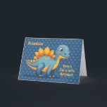 Grandson Birthday Dinosaur Dinomite Polka Dots Karte<br><div class="desc">Ein helles und fröhliches Dinosaurier Geburtstagsdesign, das nur für einen ganz besonderen Enkel geschaffen wurde. Der freundliche blau-orange Dino steht stolz vor einem kühnen Polka-Dot-Hintergrund, gepaart mit der spielerischen Botschaft "Haben Sie eine Din-o-mite zum Geburtstag!" Diese lustige und farbenfrohe Karte ist ideal für Kleinkinder, Vorschulkinder und junge Jungen, die Dinosaurier...</div>