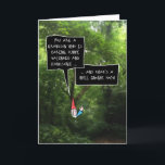 Grandson Birthday, Humorvoller Gnome im Wald Karte<br><div class="desc">Diese lustige Geburtstagskarte für Ihren Enkel zeigt einen illustrierten Cartoon mit einem weißen,  buschigen Bart und spitzen,  roten Hut,  hinter einem Busch in einem Foto eines Waldes - spricht Komplimente in einer Sprechblase mit lustiger,  handgezeichneter Schrift.</div>