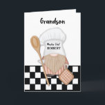 Grandson Birthday Whimsical Gnome Koch Cooking Karte<br><div class="desc">Diese reizvolle individuelle Name Geburtstagskarte ist mit Kreativität und herzlicher Charme gestaltet. Die Vorderseite der Karte zeigt eine skurrile Abbildung eines Gnoms, Ihres Enkelsohns, der einen Hut eines Koch mit einem Holzlöffel und einem Pothalter in der Hand trägt. Sein spielerischer Bart verleiht ihm eine Touch Charakter und zeigt seine Liebe...</div>