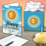 Grandson Birthday Yellow Lächeln Sun Card Karte<br><div class="desc">Lassen Sie Ihre Großmutter an ihrem Geburtstag etwas Besonderes empfinden,  indem Sie ihr diese fröhliche,  dekorative Gelb- und Orangensonne schicken,  die im blauen Himmel mit Wolken schwebt. Im Text steht: "Die Sonne scheint an dem Tag,  an dem du geboren warst,  nur etwas heller."</div>
