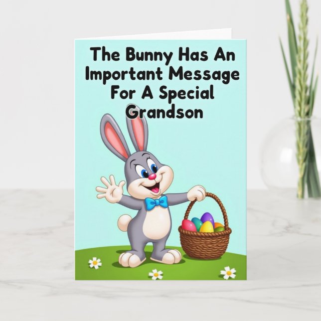 Grandson Bunny Message Card Karte (Vorderseite)