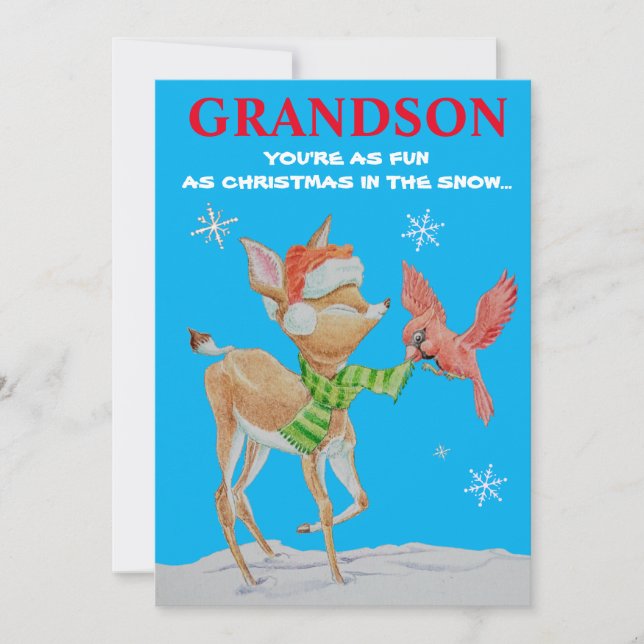Grandson Christmas Flat Holiday Card Feiertagskarte (Vorderseite)