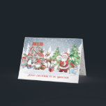 Grandson Christmas Santa Snowman Rudolph Card Karte<br><div class="desc">Grußkarte für Grandson mit Weihnachtsbildern von Santa Claus,  Snowman,  Rudolph Rudolph,  Penguin und Santa Cat im Winter Schneewald</div>