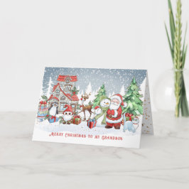 Grandson Christmas Santa Snowman Rudolph Card Karte
