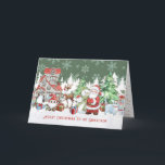 Grandson Christmas Santa Snowman Rudolph Karte<br><div class="desc">Grußkarte für Grandson mit Weihnachtsbildern von Santa Claus,  Snowman,  Rudolph Rudolph,  Penguin und Santa Cat im Winter Schneewald</div>