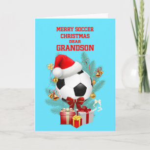 Grandson Christmas Soccer Feiertagskarte