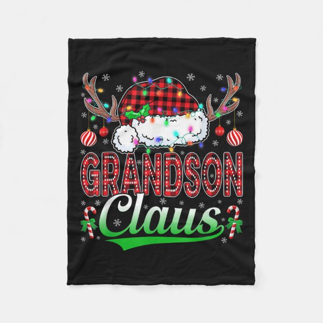 Grandson Claus Christmas Lights Matching Family Xm Fleecedecke (Vorderseite)