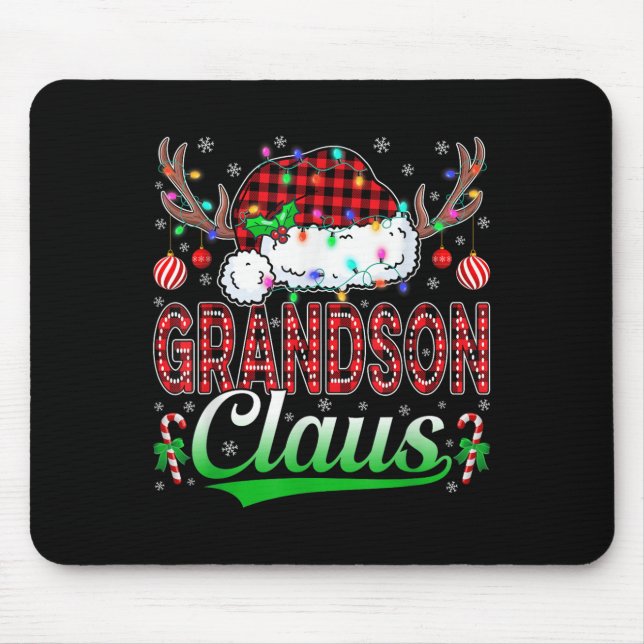 Grandson Claus Christmas Lights Matching Family Xm Mousepad (Vorne)