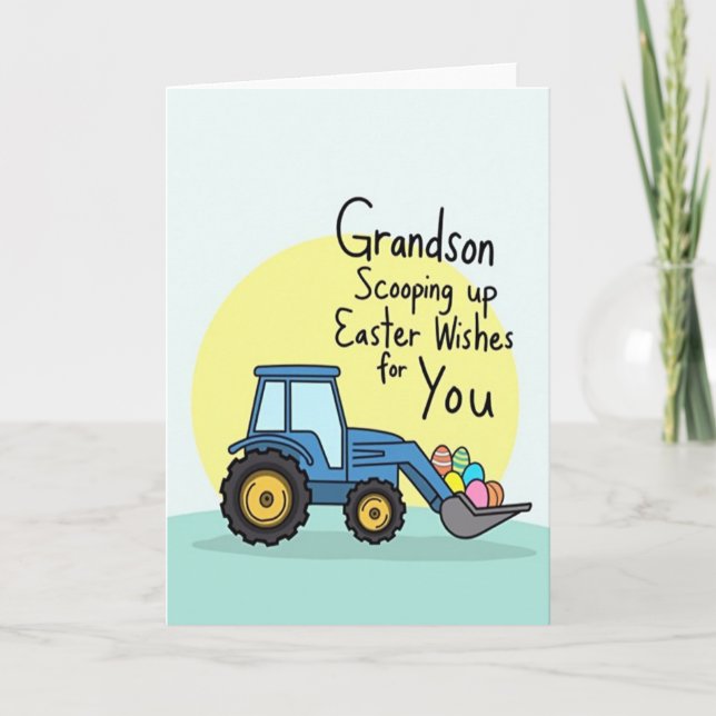 Grandson Easter Wishes Scoop Card Karte (Vorderseite)
