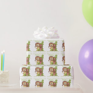 Grandson First Birthday Niedlich Lion Geschenkpapier