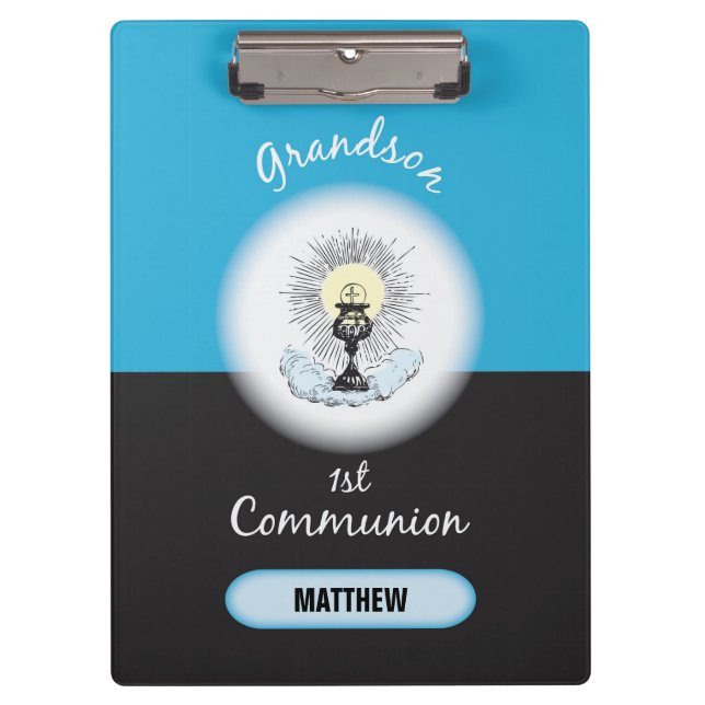 Grandson First Communation, Blue Cup Klemmbrett (Vorderseite)