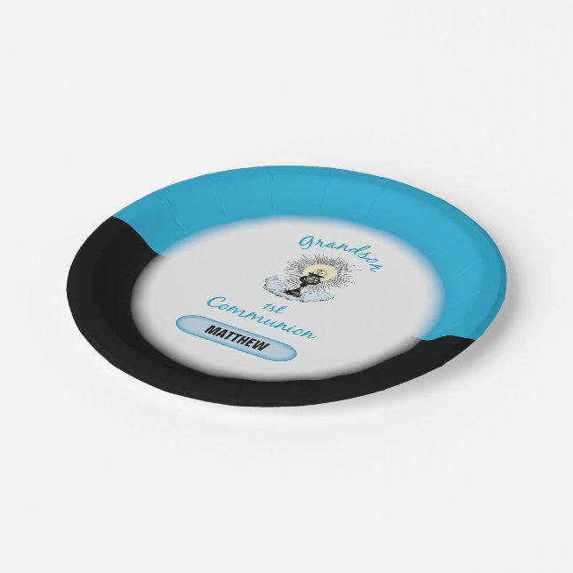 Grandson First Communation, Blue Cup Pappteller (Schrägansicht)