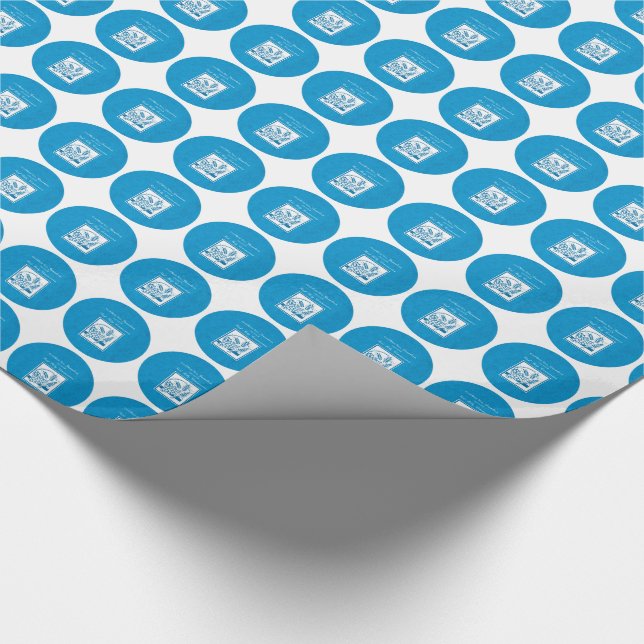 Grandson First Communion Blue, Weizen, Trauben Geschenkpapier (Ecke)