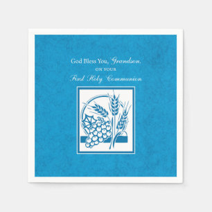 Grandson First Communion Blue, Weizen, Trauben Serviette