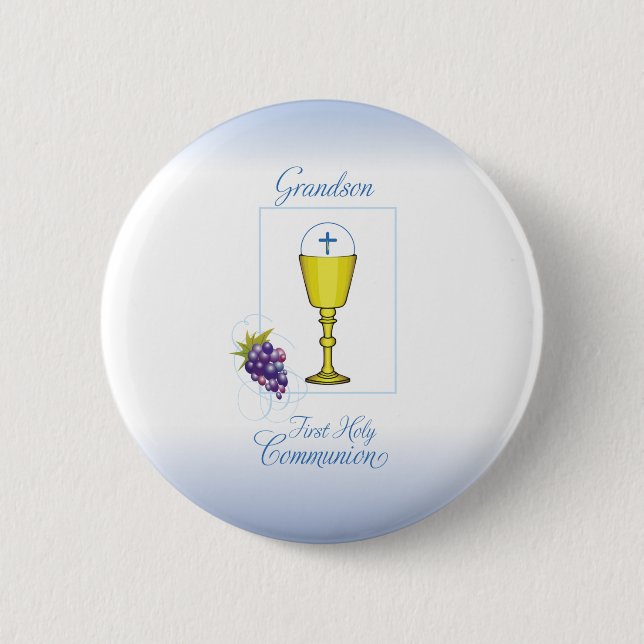 Grandson First Communion, Chalice mit Gastgeber Button (Vorderseite)