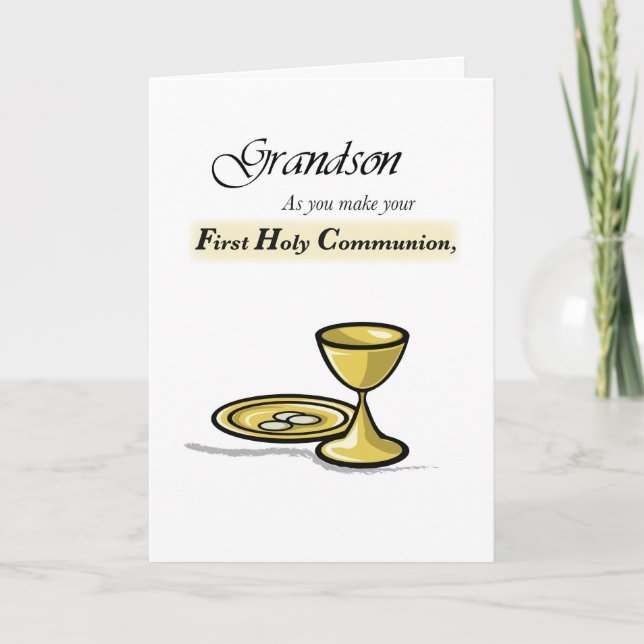 Grandson First Communion Gold Chalice, Paten Karte (Vorderseite)