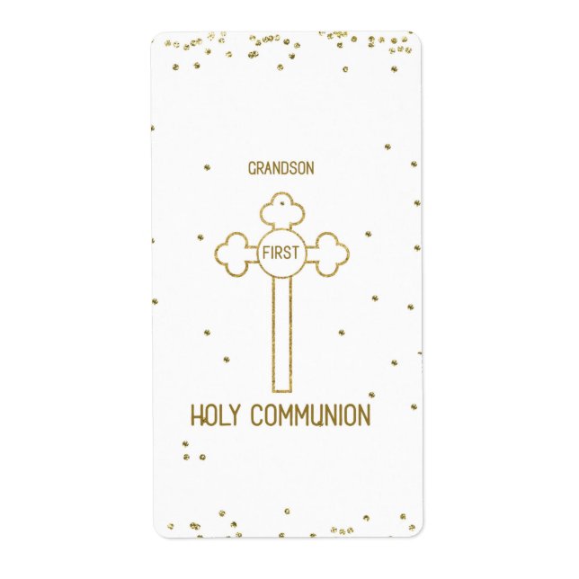 Grandson First Holy Communion Gold Look Cross (Vorne)