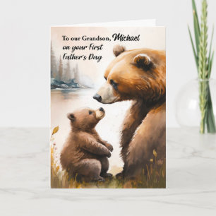 Grandson First Vatertag Papa and Baby Bear Karte