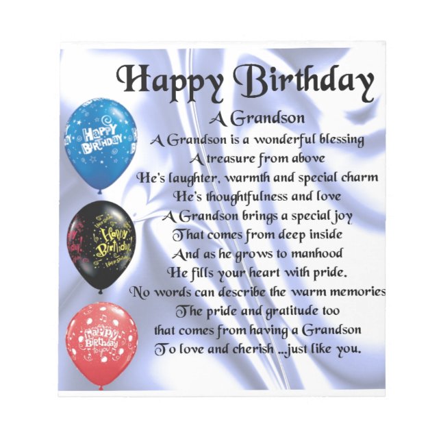 Grandson Geem - Happy Birthday Notizblock (Vorderseite)