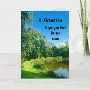 Grandson Get Well bald Design Gruß Karte