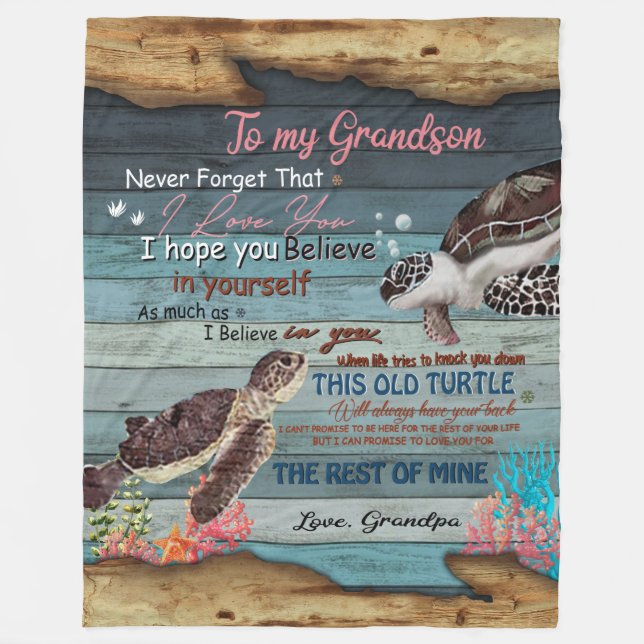 Grandson Gift | Brief an meinen Großvater Fleecedecke (Vorderseite)