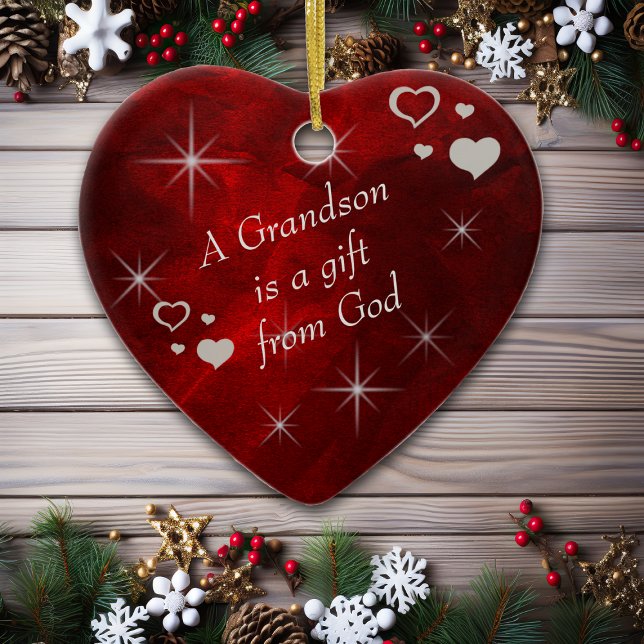 Grandson Gift Heart Keepake Keramikornament (Von Creator hochgeladen)