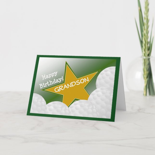 Grandson - Glücklich Geburtstag Golf Loving Grands Karte (Vorderseite)