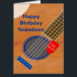 Grandson Guitar Player Geburtstag<br><div class="desc">Eine Geburtstagskarte für einen Enkel,  der die Gitarre Liebe. Ein nahes Aufsetzen einer Gitarre mit einem Plectrum in den Saiten. Auf dem Spektrum sind die Worte 'You Rock'. Eine Geburtstagskarte für einen Musiker,  der die Gitarre Liebe.</div>