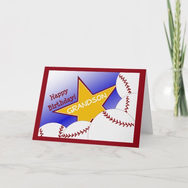 Grandson - Happy Birthday Baseball Loving Grandson Karte (Vorderseite)