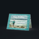 GRANDSON - Happy Birthday - Menschen und Meereswel Karte<br><div class="desc">Diese Karte mit einem Mann, der auf die Ozeanwellen schaut, ist eine Geburtstagskarte mit einem optimistischen und inspirierenden Thema. Inside text ist völlig anpassbar. Um mehr von diesem Design zu sehen, tippen Sie ein, oder schneiden Sie das Suchfeld von Zazzle ein, und fügen Sie es ein: Jaclinart Geburtstag Mensch Ozeanwelle...</div>