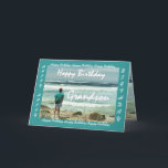GRANDSON - Happy Birthday - Menschen und Meereswel Karte<br><div class="desc">Diese Karte mit einem Mann, der auf die Ozeanwellen schaut, ist eine Geburtstagskarte mit einem optimistischen und inspirierenden Thema. Inside text ist völlig anpassbar. Um mehr von diesem Design zu sehen, tippen Sie ein, oder schneiden Sie das Suchfeld von Zazzle ein, und fügen Sie es ein: Jaclinart Geburtstag Mensch Ozeanwelle...</div>