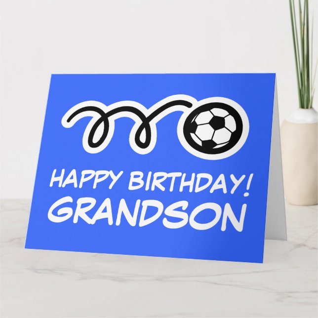 Grandson Happy Birthday soccer sport carte de voeu (Devant)