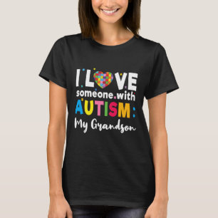 Grandson I Liebe Herz Special Autismus Bewusstsein T-Shirt