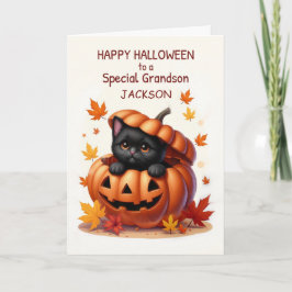 Grandson Individuelle Name Halloween Niedlich Blac Karte
