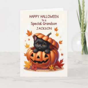 Grandson Individuelle Name Halloween Niedlich Blac Karte