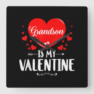 Grandson ist meine Familie, die sich mit der Valen Quadratische Wanduhr
