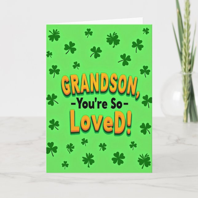 Grandson Loved Bold Text Card Karte (Vorderseite)