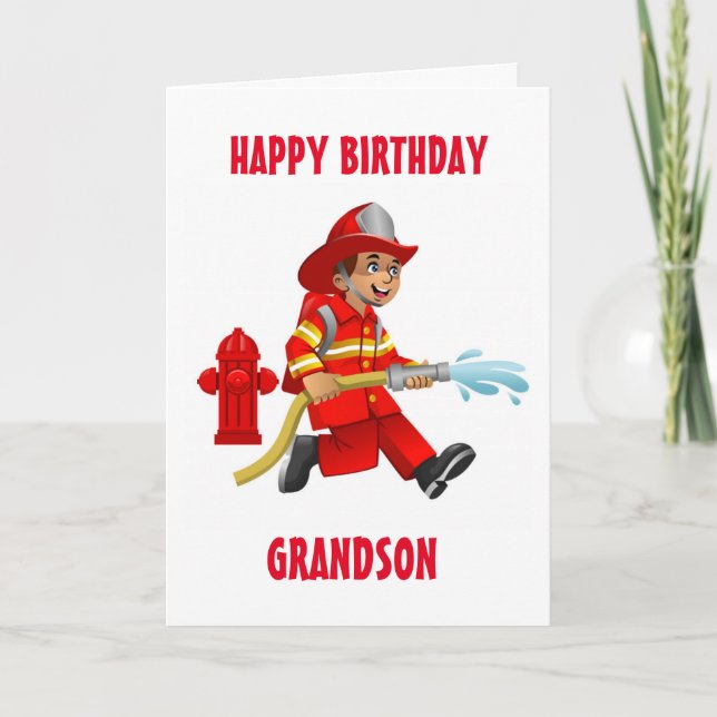 GRANDSON & MEIN LIEBLINGSFIREMAN AM GEBURTSTAG KARTE (Vorderseite)
