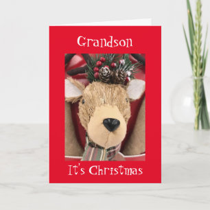 **GRANDSON** MERRY CHRISTMAS VON REINDEER KARTE