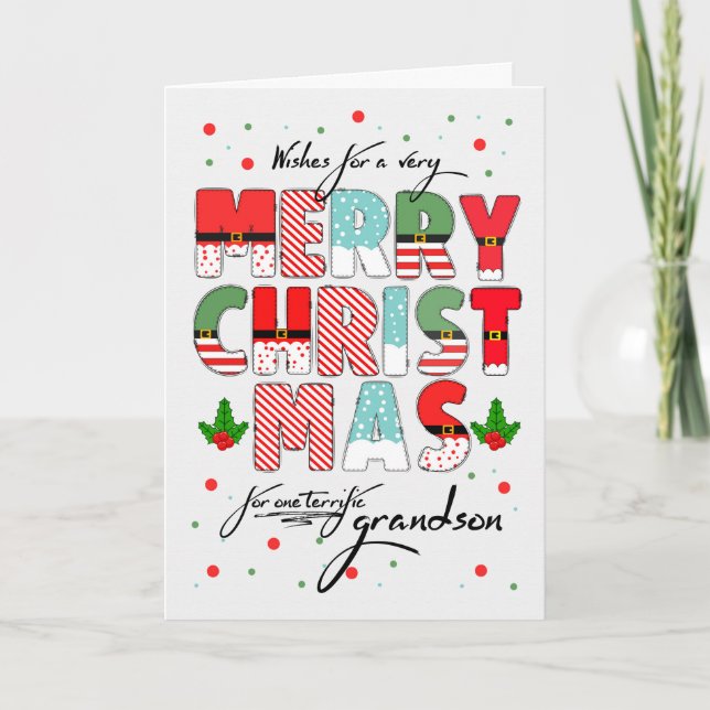 Grandson Merry Weihnachtsbriefe Feiertagskarte (Vorderseite)