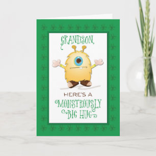 Grandson Monster Hug St. Patrick's Day Kleeblatts Karte