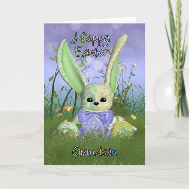 Grandson Oaster Bunny Spring Grußkarte Feiertagskarte (Vorderseite)