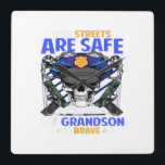Grandson Polizist dünne blaue Linie Großsohn Gesch Quadratische Wanduhr<br><div class="desc">Grandson Polizist dünne blaue Linie Großsohn Geschenk</div>