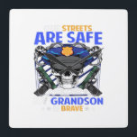 Grandson Polizist dünne blaue Linie Großsohn Gesch Quadratische Wanduhr<br><div class="desc">Grandson Polizist dünne blaue Linie Großsohn Geschenk</div>