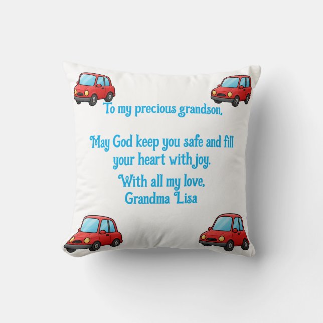 Grandson Prayer From Grandma Throw Pillow Kissen (Vorderseite)