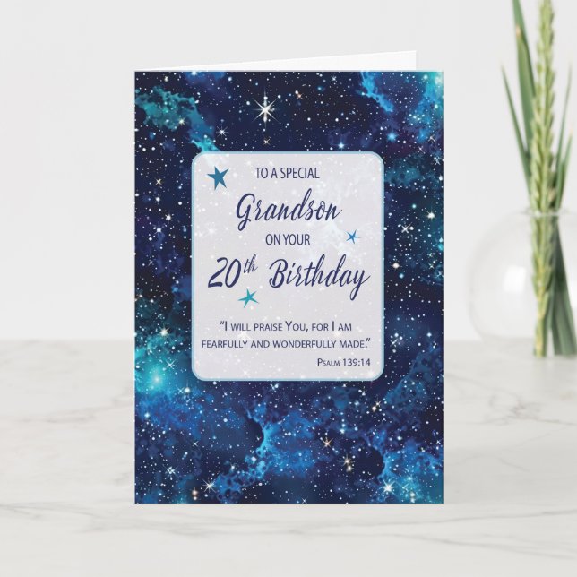 Grandson Religious 20 th Birthday Stars in Galaxy Karte (Vorderseite)