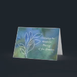 Grandson Religious Birthday Segings Wasserfarbe Karte<br><div class="desc">Eine religiöse Geburtstagskarte für Ihren Enkel als Teenager,  junger Erwachsener oder Mann. Der mehrfarbige Hintergrund in Blues und Grüntönen fügt eine besondere Touch hinzu,  mit Ästen und Blätter in Weiß umrissen,  lass ihm zu wissen,  dass er ein wertvolles Geschenk Gottes ist,  und du denkst an ihn an seinen Geburtstag.</div>