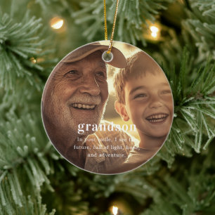 Grandson Sentimental Foto Keepake Weihnachten Keramik Ornament